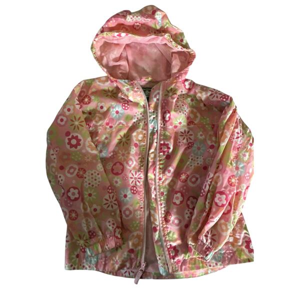 Llbean pink hooded windbreaker raincoat size 6/7 - Picture 1 of 4